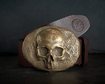 Skull Belt buckle -Exclusive authors Mens belts - Genuine Leather belt -for 1.5'' buckle