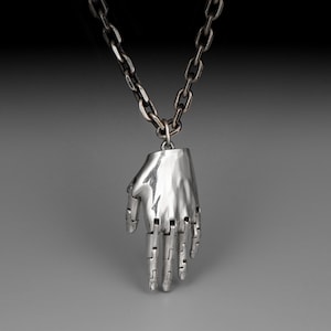 Articulate human hand pendant / mens hands with movable fingers necklace