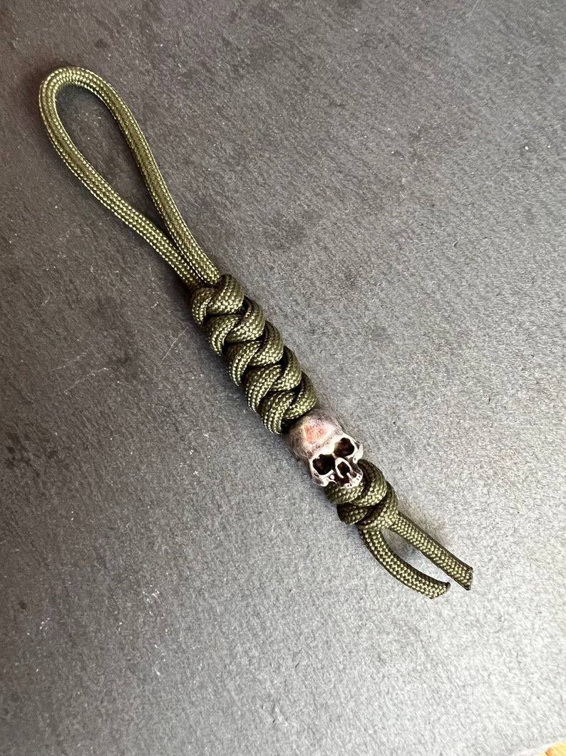 Half jaw Skull lanyard bead silver paracord EDC Knife bead-knife accessory image 10