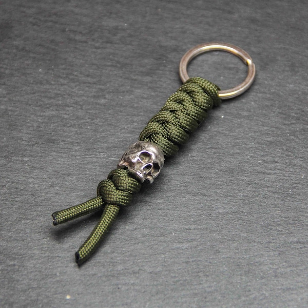 Half jaw Skull lanyard Keychain bead- silver paracord EDC Knife bead-knife accessory-
