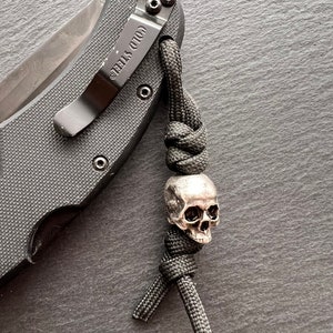 Half jaw Skull lanyard bead silver paracord EDC Knife bead-knife accessory image 7