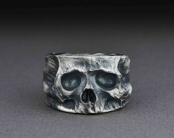 BRUTUS - Big&Heavy Skull silver ring- sterling silver skull band