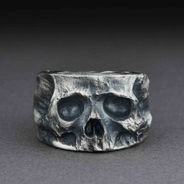 BRUTUS - Bague en argent Big&Heavy Skull - anneau tête de mort en argent sterling