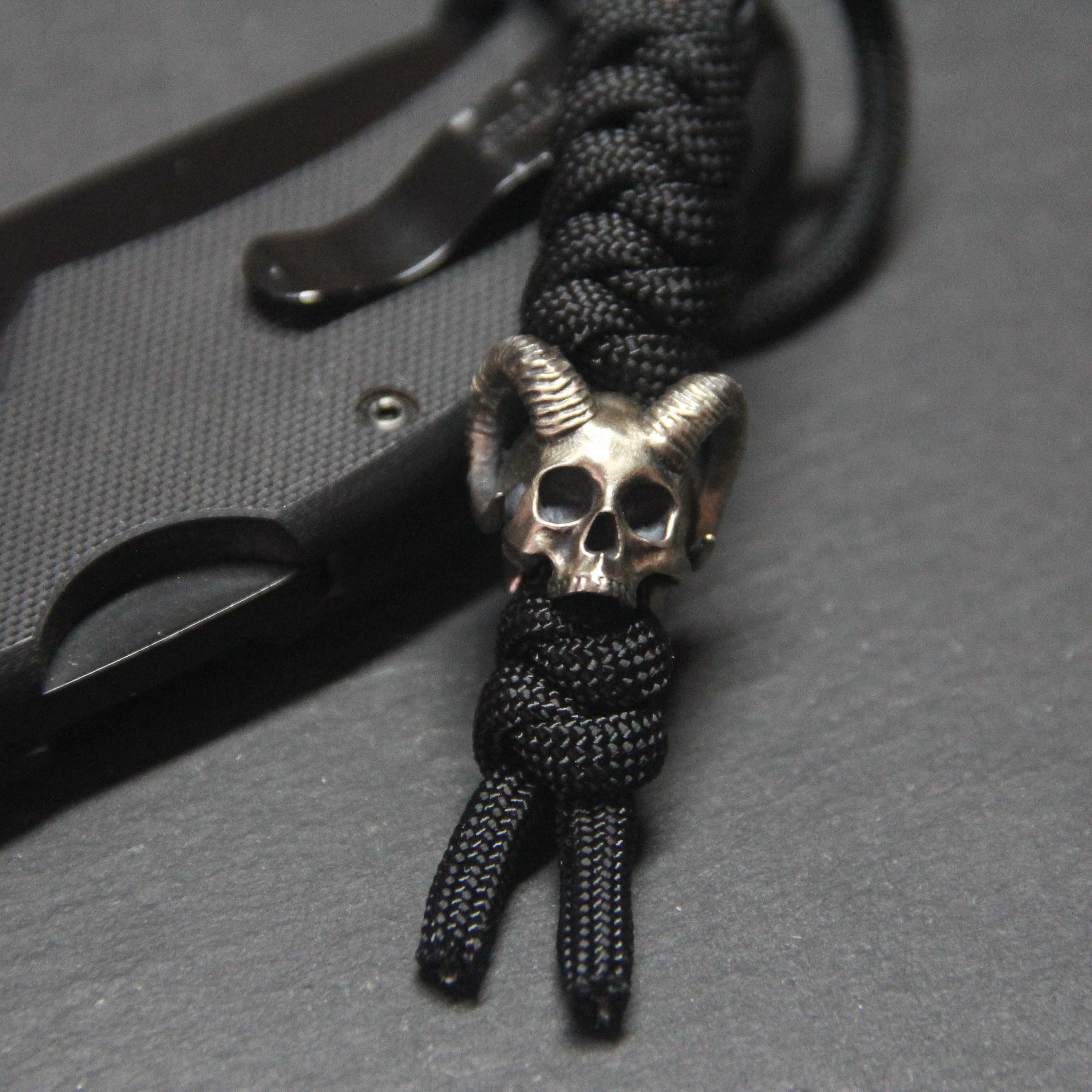 Ram Horn Skull Bead: White Bronze Paracord Lanyard Accessory - Etsy