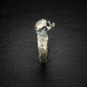 Aptus Pequeño anillo de plata de calavera calavera de plata de ley elegante anillo de calavera imagen 2