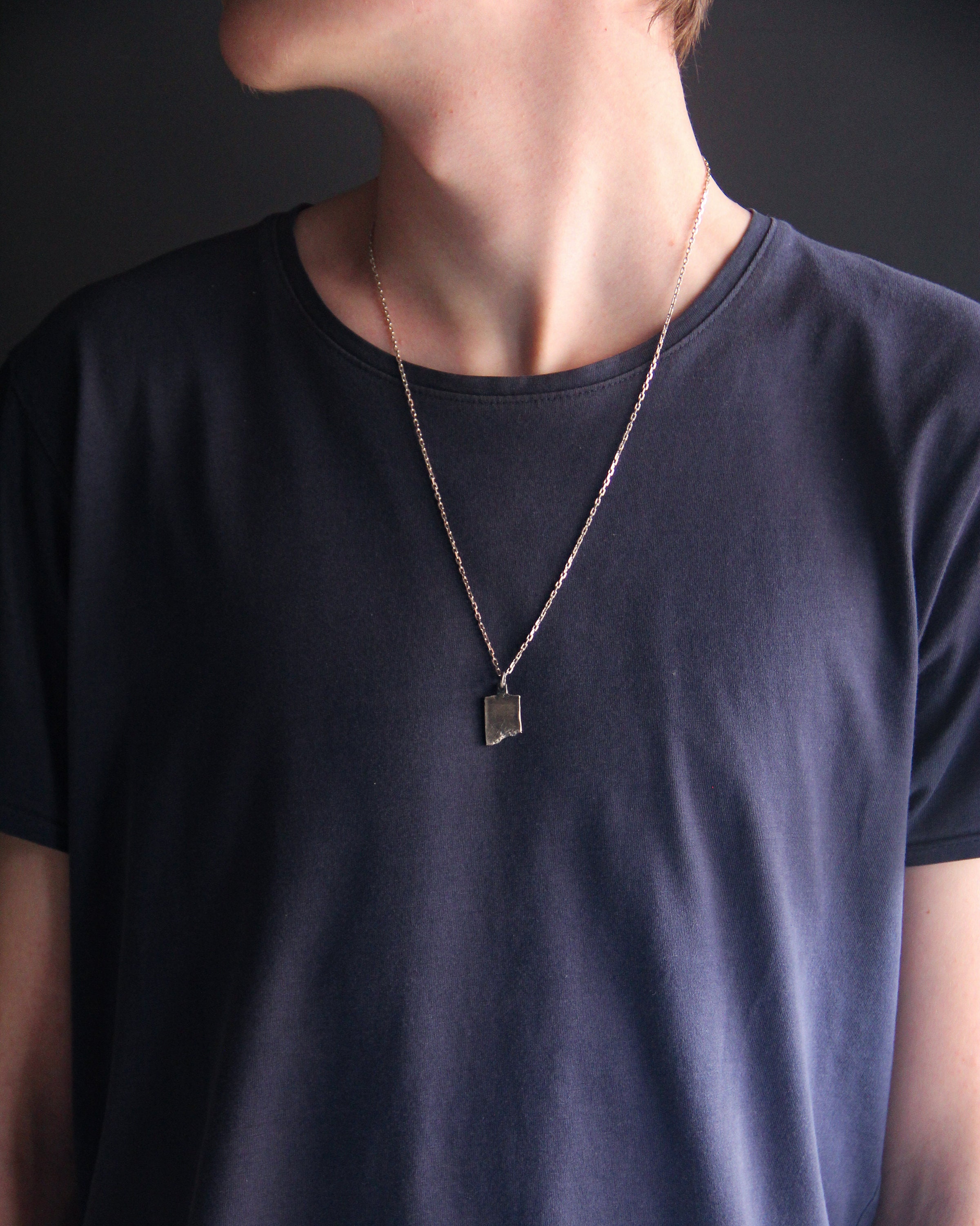 Broken Dog Tag Pendant - Necklace Rustic Amulet Handmade in Broken Dog Tag Pendant - Necklace Rustic Amulet Handmade in