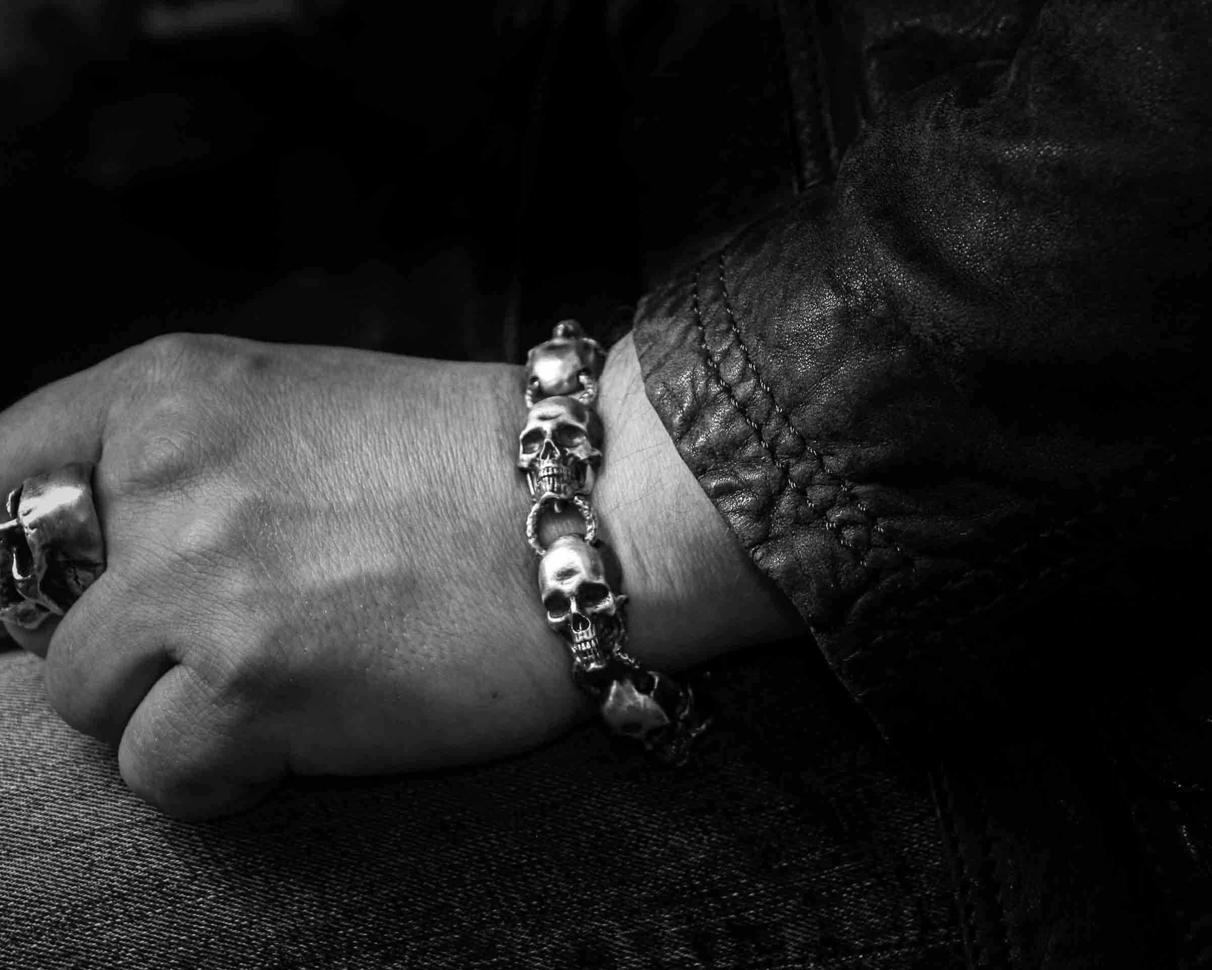 Sterling Brutalist Skull Bracelet