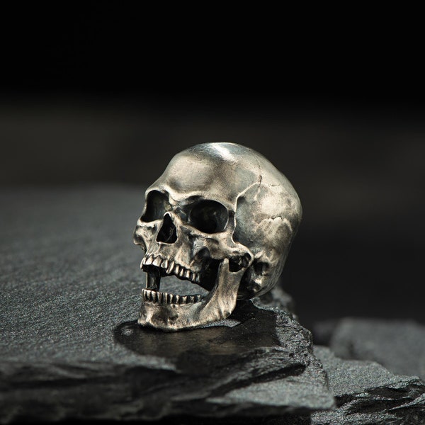 Full Skull extra detailing lanyard bead- paracord EDC Knife bead / Sterling Silver 925 bead