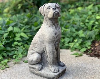 Stone dog Boxer sculpture Outdoor American bulldog figurine Concrete memorial dog statue Cement pet decor Animal decoration Dog lover gift