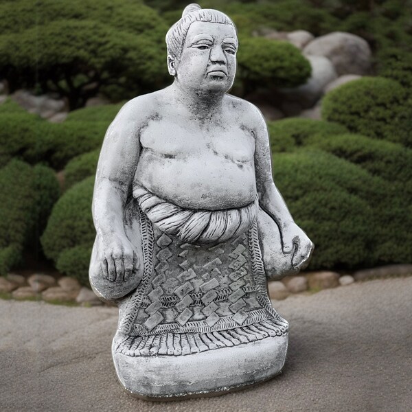 Stone sumo man figurine Concrete sumo wrestler sculpture Outdoor Japanese statue Cement home decor Zen garden ornament Funny gift for father