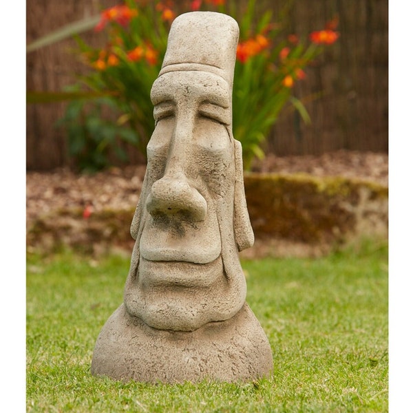 Beton Osterinsel Kopf Skulptur Moai Figur Felsen Gesichter Beton Moai Köpfe Zement Tiki Figur Hinterhof Dekor Outdoor Statue Geschenk