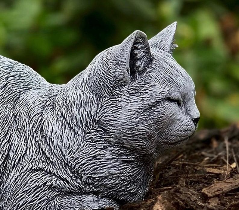 Outdoor Sleeping Cat Statue Concrete Sleeping Kitten Statue Etsy