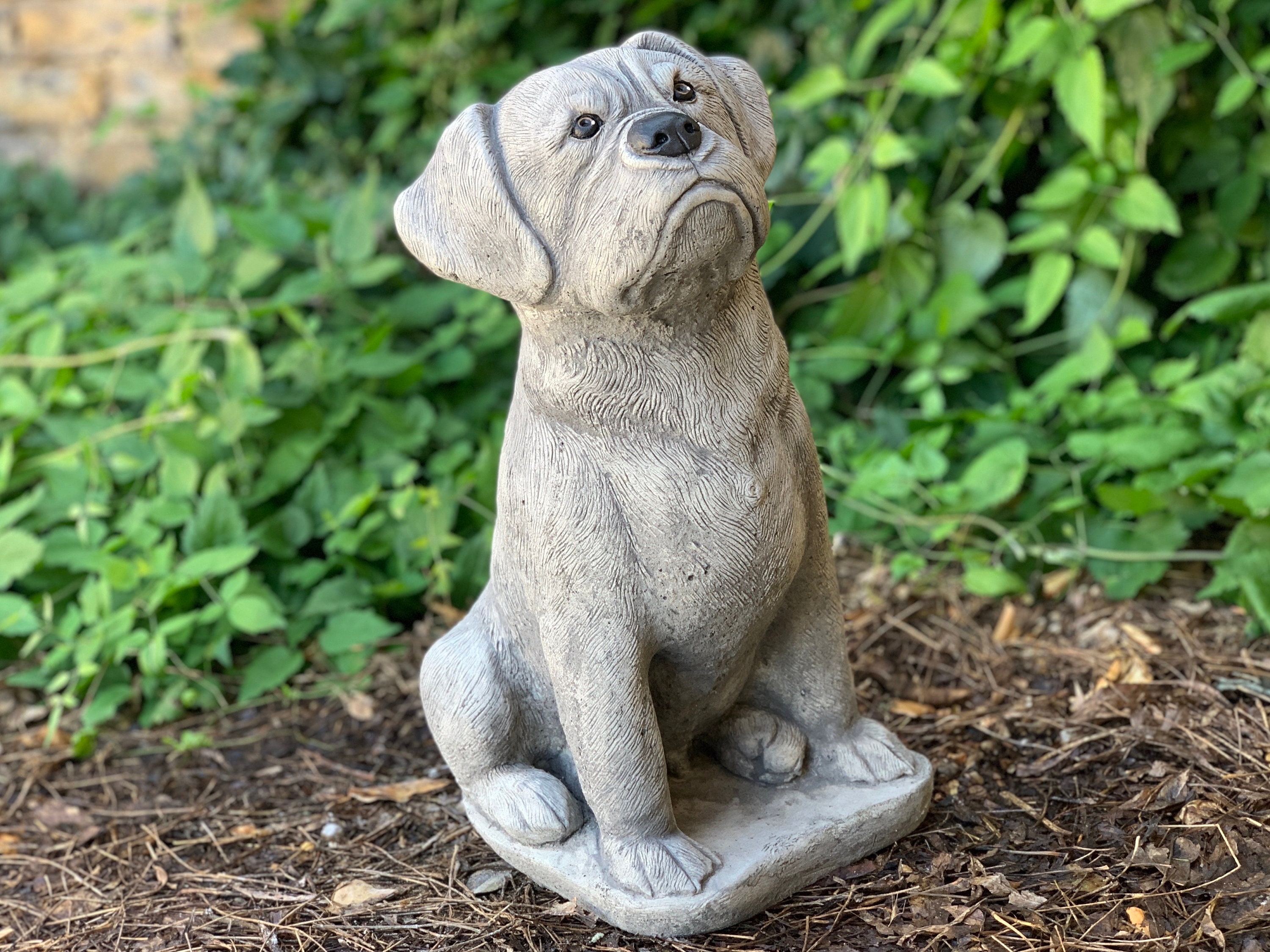 Concrete Boxer Dog Statue Stone Dog Figure Outdoor Memorial Etsy