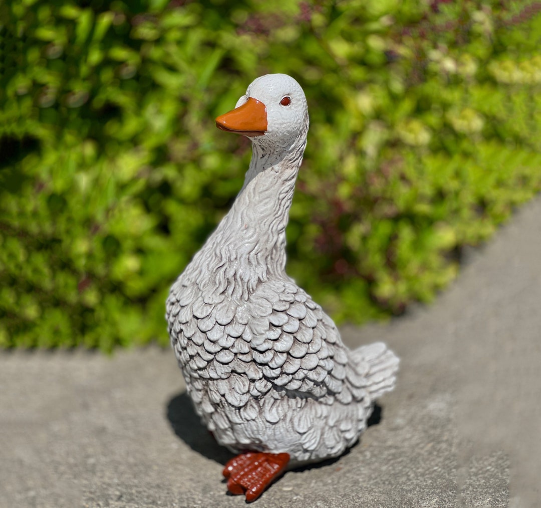 Concrete Goose Statue Realistic Duck Sculpture Stone Farmhouse Bird