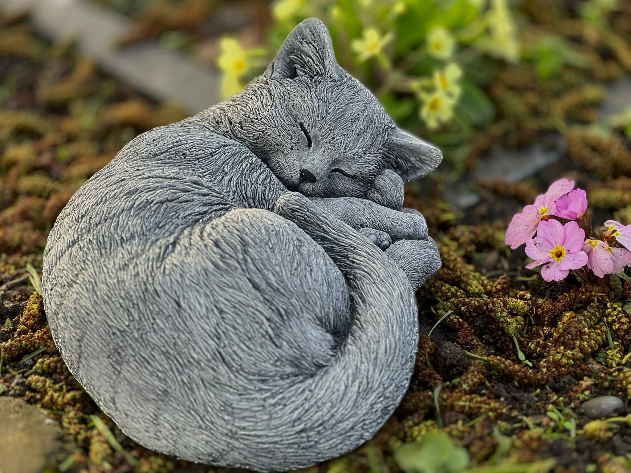 Amazing Curled Sleeping Cat Statue Outdoor Cat Statue Concrete Etsy UK