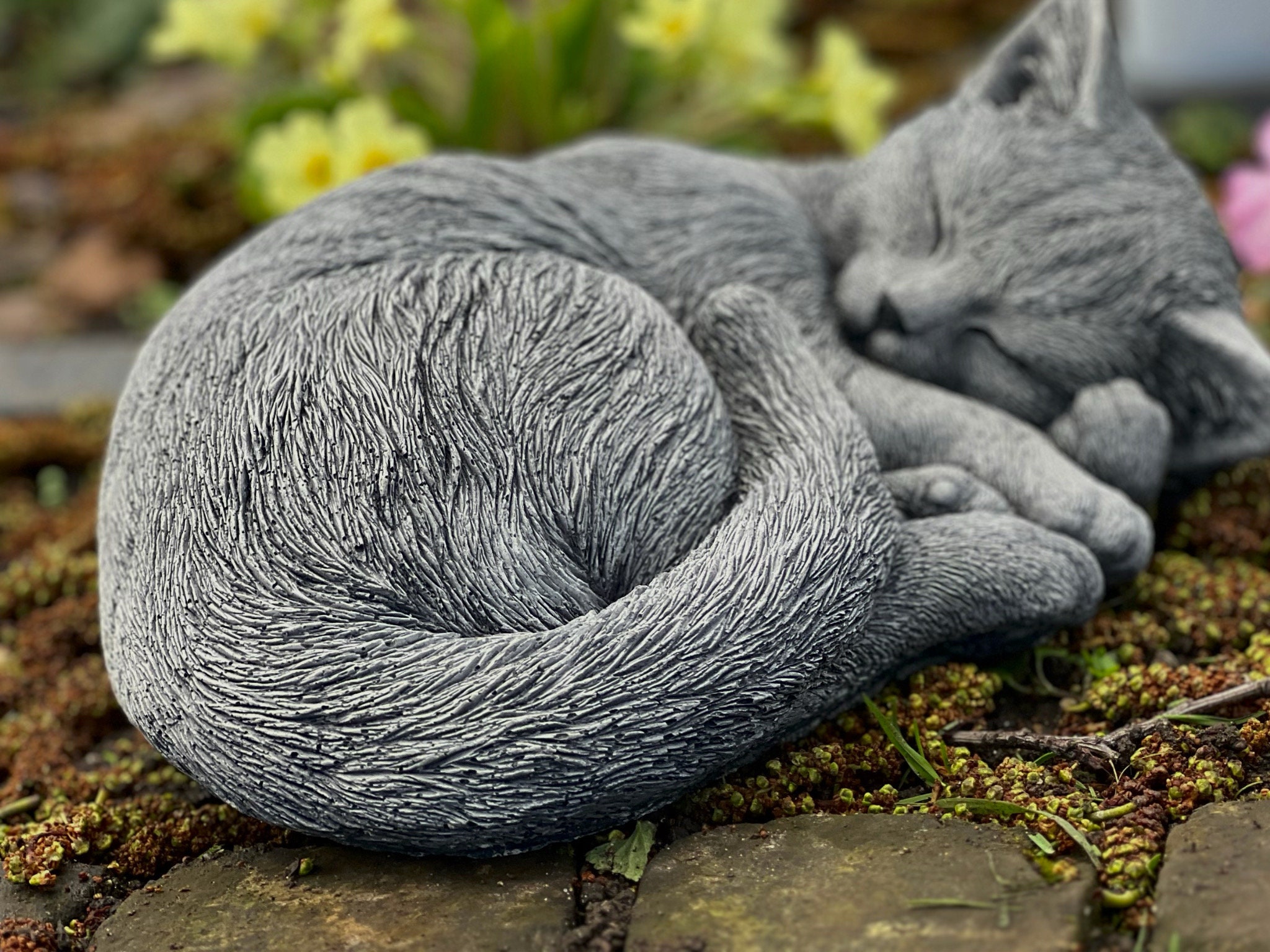 Amazing Curled Sleeping Cat Statue Outdoor Cat Statue Concrete Etsy UK