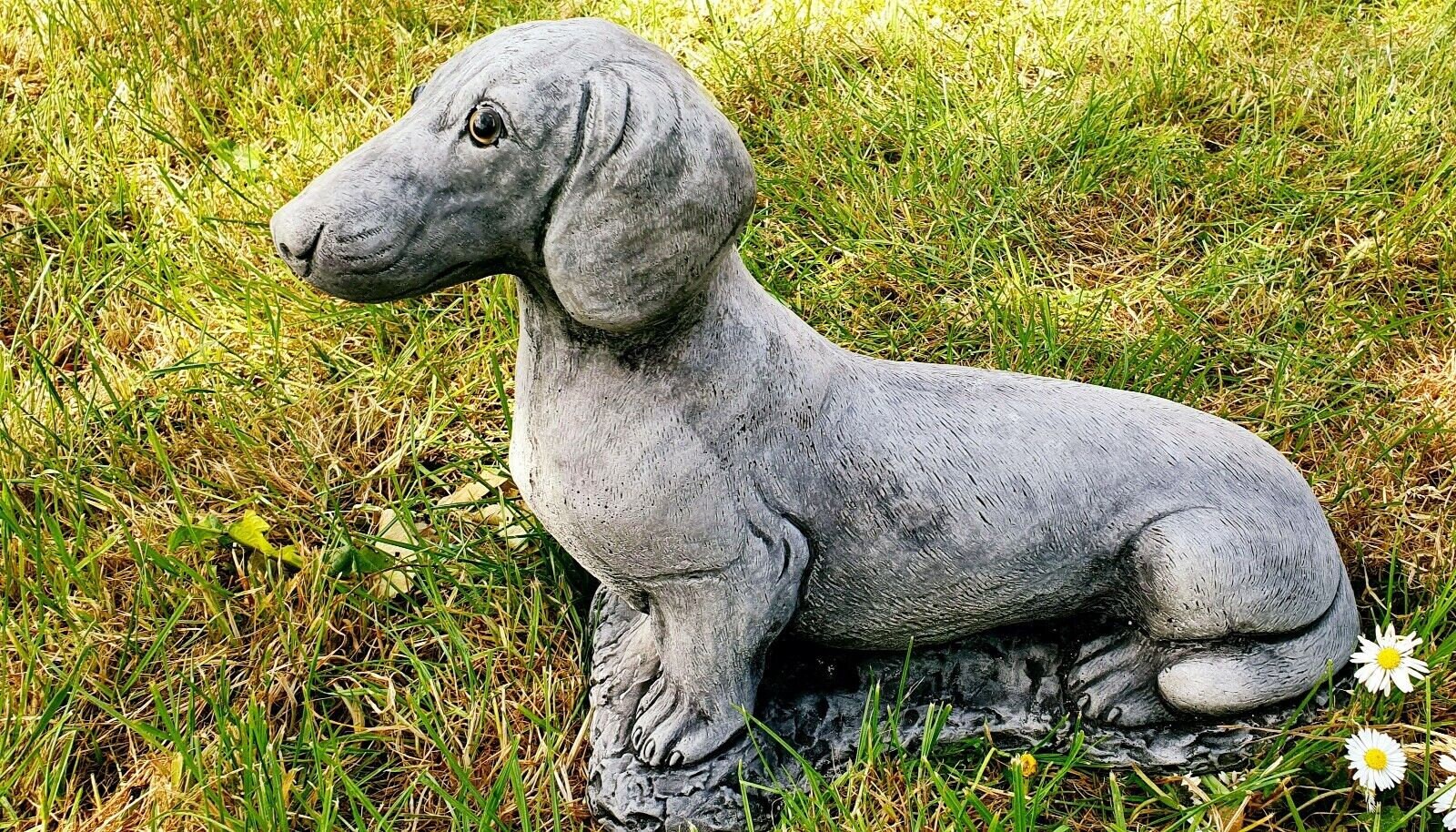 Stone Dachshund Dog Statue Outdoor Dog Decor Concrete Etsy