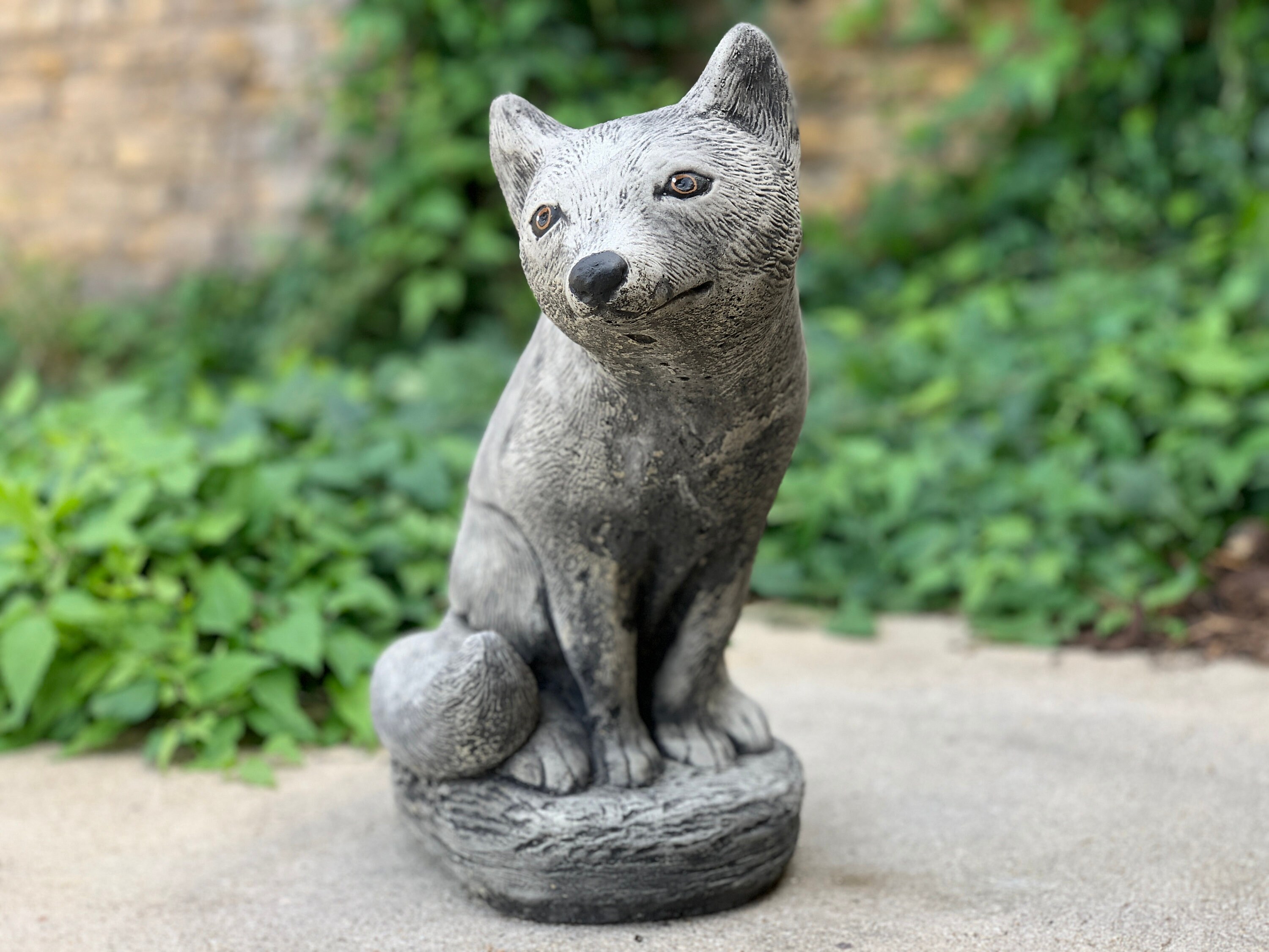 Sitting Fox Figurine Concrete Fox Decor Outdoor Animal Sculpture Cement