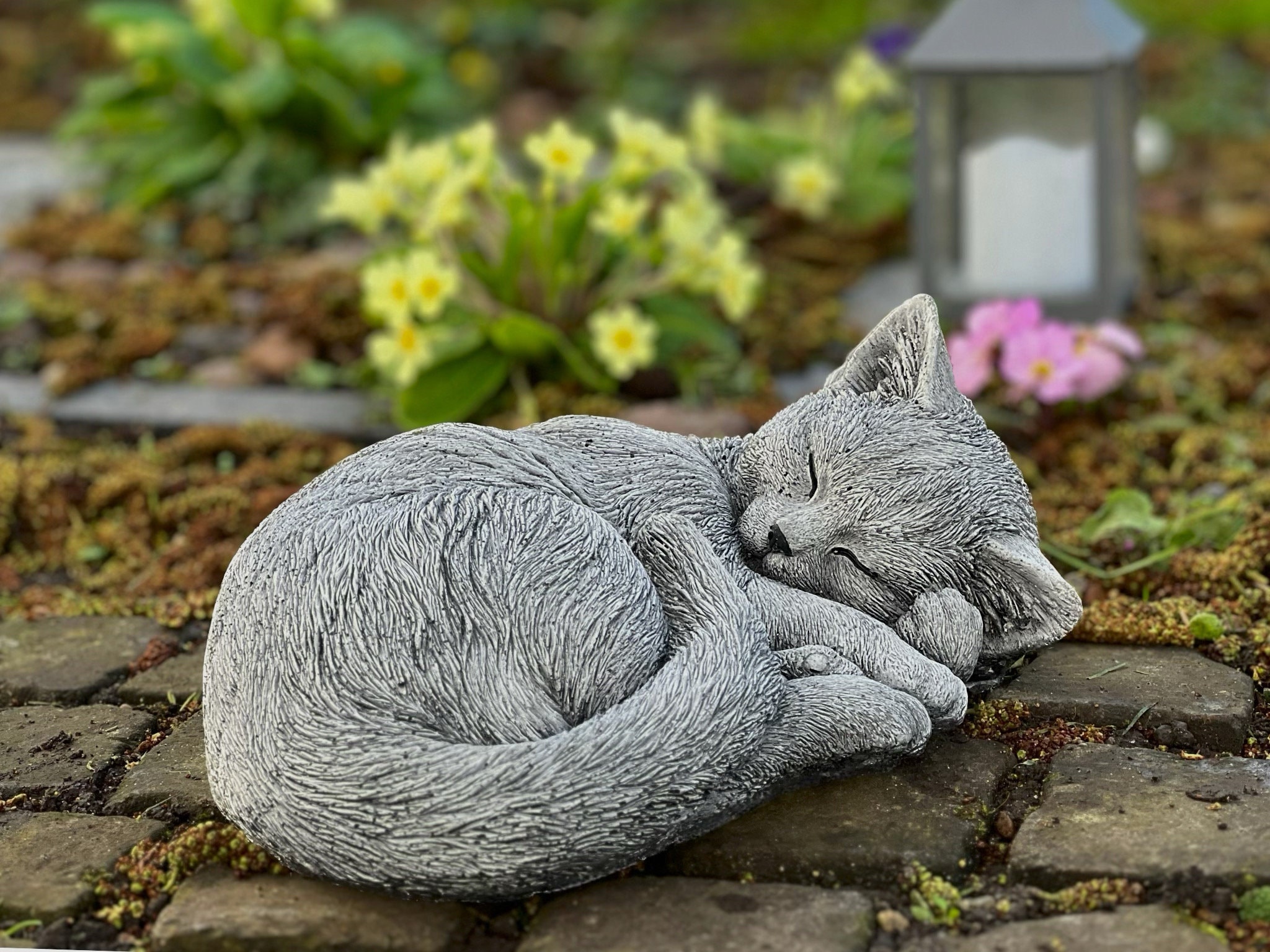 Amazing Curled Sleeping Cat Statue Outdoor Cat Statue Concrete Sleeping