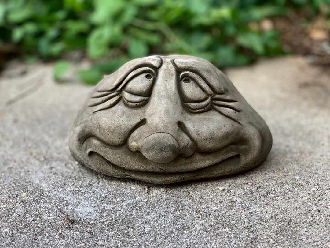 Funny Rock Face Sculpture Concrete Vintage Face Figurine Etsy