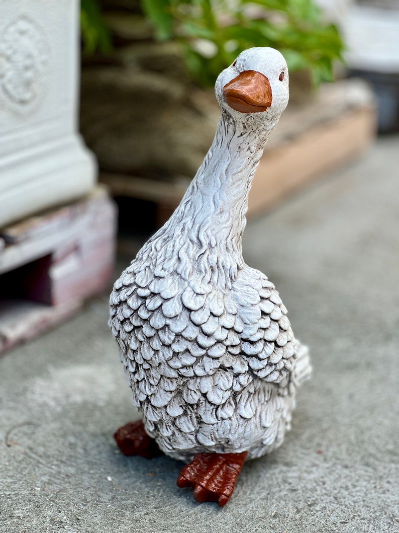 Concrete Goose Statue Realistic Duck Sculpture Stone Farmhouse Bird