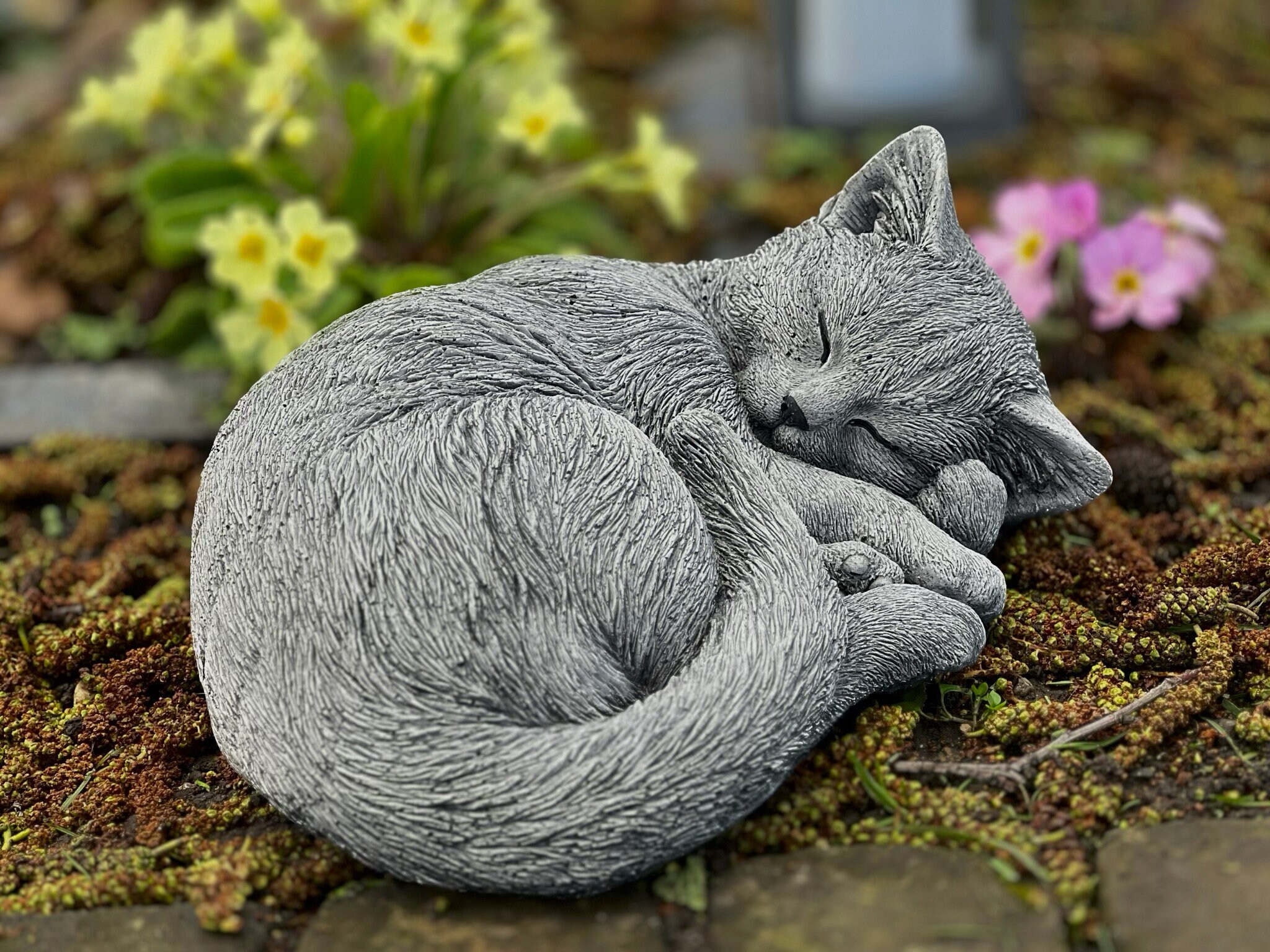 Amazing Curled Sleeping Cat Statue Outdoor Cat Statue Concrete Etsy UK
