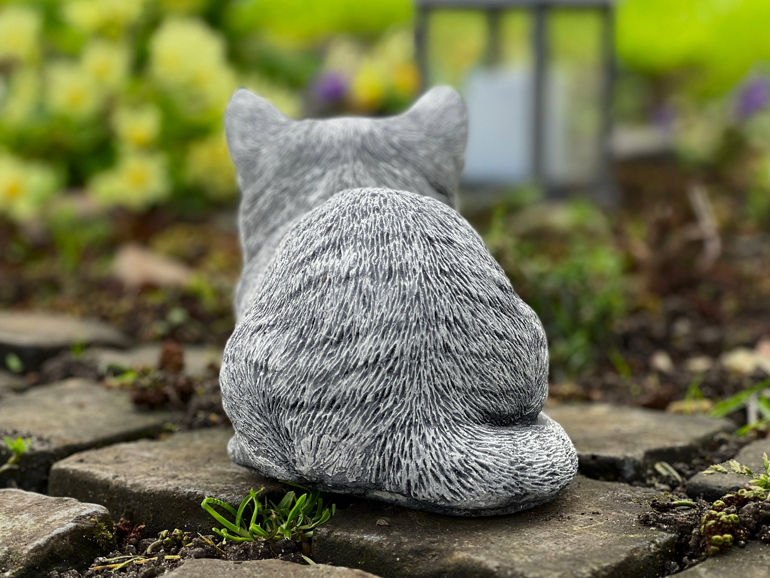 Stone Sleeping Cat Statue Concrete Cat Figurine Outdoor Cat Etsy UK