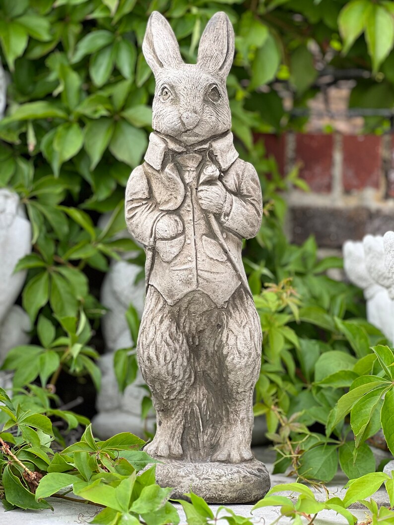 Garden Peter Rabbit Sculpture Stone Bunny Statue Concrete Hare - Etsy