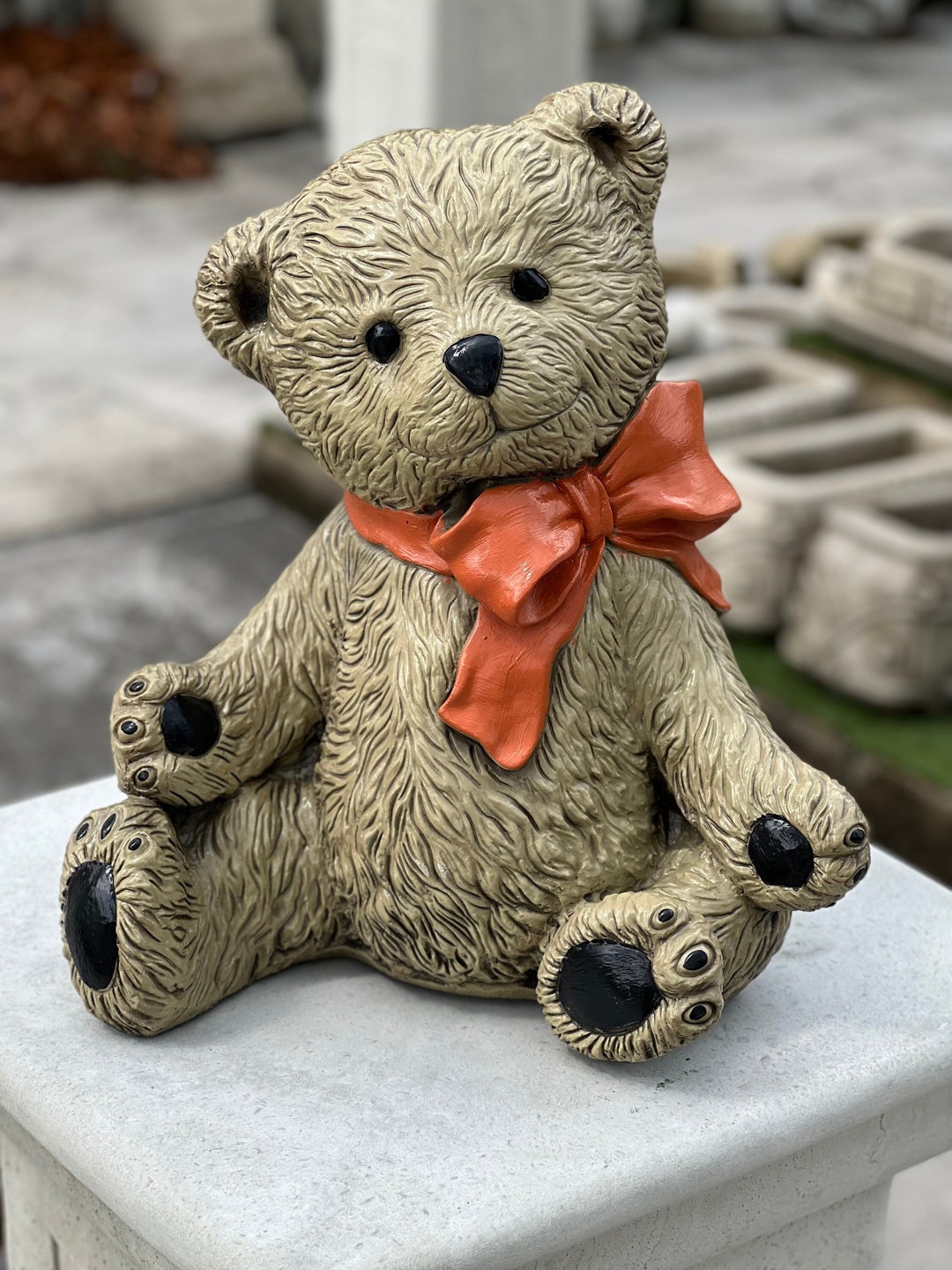 Stone Teddy Bear Sculpture Concrete Teddy Statue Outdoor Bear Etsy UK