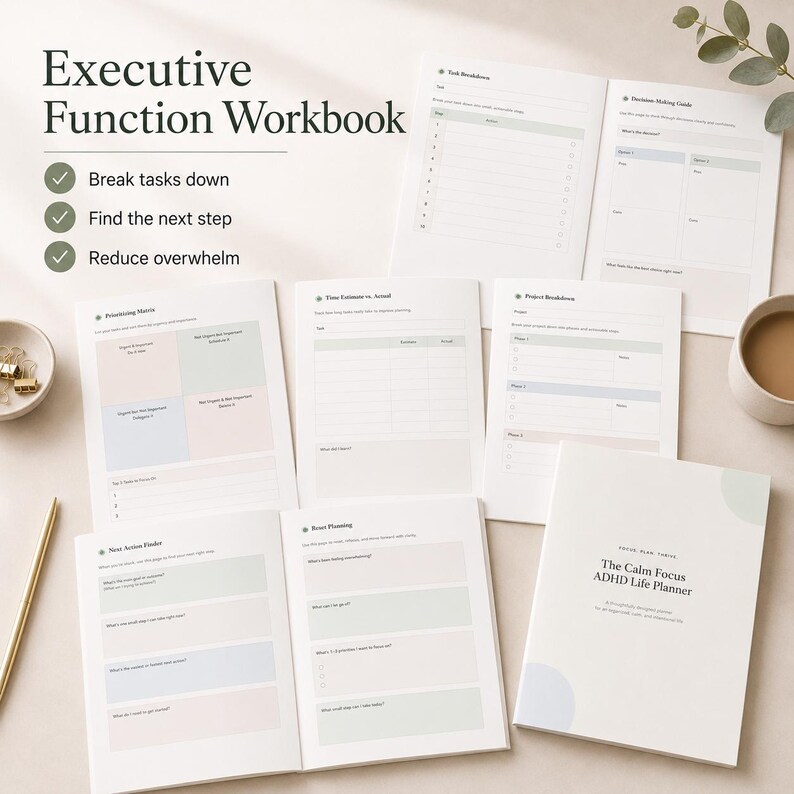 ADHD Planner Printable Bundle | Cleaning Planner | Executive Function ...