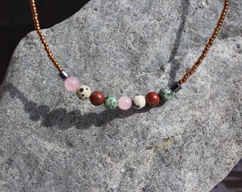 The Aethelfled - Semi-Precious Stones + Hematite + Bronze Seed Beads - 17.5"