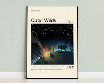 Outer Wilds Poster, Minimalist Sci-Fi Wall Art, Gaming Room Decor, Video Game Print, Gift for Gamer