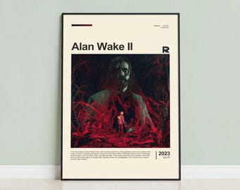 Alan Wake II Poster, Alan Wake Minimalist Wall Art, Gaming Room Decor, Video Game Print, Gift for Gamer