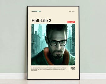 Half-Life 2 Poster, Gordon Freeman Minimalist Wall Art, Gaming Room Decor, Video Game Print, Gift for Gamer
