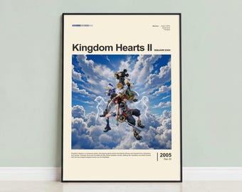 Pôster de Kingdom Hearts II, Arte de Parede Anime com Sora, Decoração para Sala de Jogos, Impressão de Videogame, Presente para Jogador