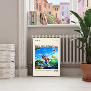 Super Mario Galaxy 2 poster framed in black on italian radiator