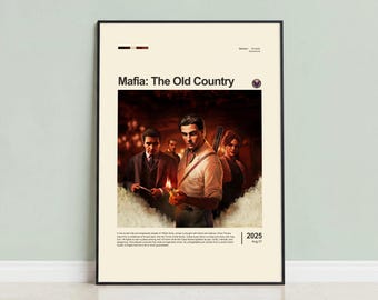 Mafia: The Old Country Poster, Crime Game Wall Art, Vintage Gaming Decor, Print, Gift for Gamer
