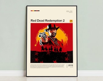 Red Dead Redemption 2 Poster, Arthur Morgan Retro Wall Art, Western Room Decor, Game Print, Gift for Gamer