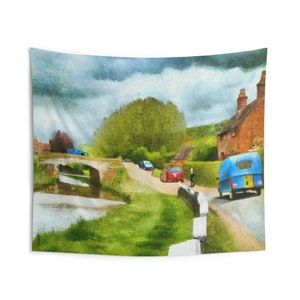 English Canal Scene - Indoor Wall Tapestry Style Hanging - Perfect Gift for Boater