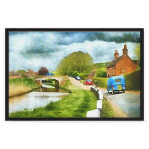 Framed English Canal Countryside Scene Framed Poster - Ideal Gift for Boater