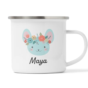 Personalisierte Tasse mit Maus, Mausmotiv, Geschenk Idee Geburtstag, Ostern, Weihnachten aus Emaille, Keramik oder Melamin Kunststoff