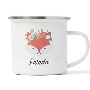 Personalisierte Kindertasse Fuchsmotiv, Tasse Becher Geschenkidee Geburstag, Ostern, Weihnachten, Emaille, Keramik oder Melamin Kunststoff