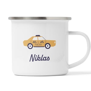 Personalisierte Tasse Taximotiv, Taxi Geschenk zu Geburstag, Ostern Weihnachten, Auto, Keramik, Emaille, Melamin Kunststoff