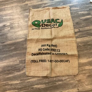 Decaf burlap coffee bag