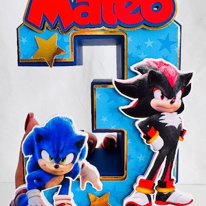 Letra 3D de Sonic, Centros de mesa de Sonic, Números 3D de Sonic, Sonic y Shadow, Sonic 2