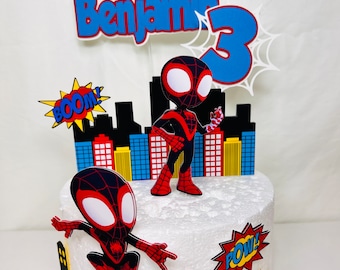 Adorno para tarta de Spider-Man. Tarta de Spider-Man. Cumpleaños de Spider-Man. Fiesta de Spider-Man.