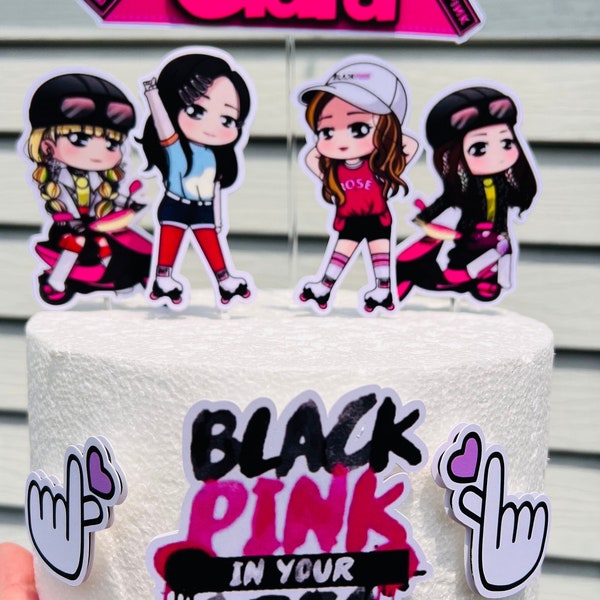 Black pink Cake Topper, Black pink Party - pink  Birthday, centerpieces