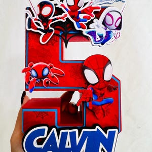 Letras ou números 3D de 7” do Aranha e seus amigos incríveis | Decorações para festa do Aranha | Aniversário do Aranha | Centros de mesa do Aranha