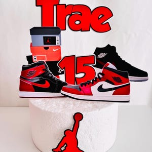 Inspired Sneaker Personalized Cake Topper, Custom cake topper sneaker, red sneaker party