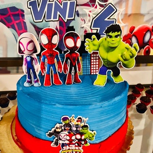 Spidey et ses incroyables amis décorations d'anniversaire, Spidey Friends  Party thème Bannière joyeux anniversaire, ballons, gâteau pour l' anniversaire de Spiderman De